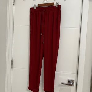 RED SILKY JOGGERS